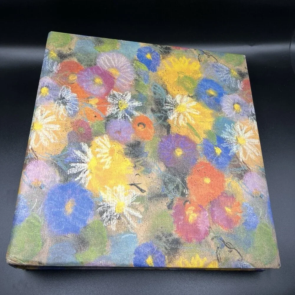 Vintage Impressionist Floral Scrapbook Album Colorful Retro Flower Power Photo